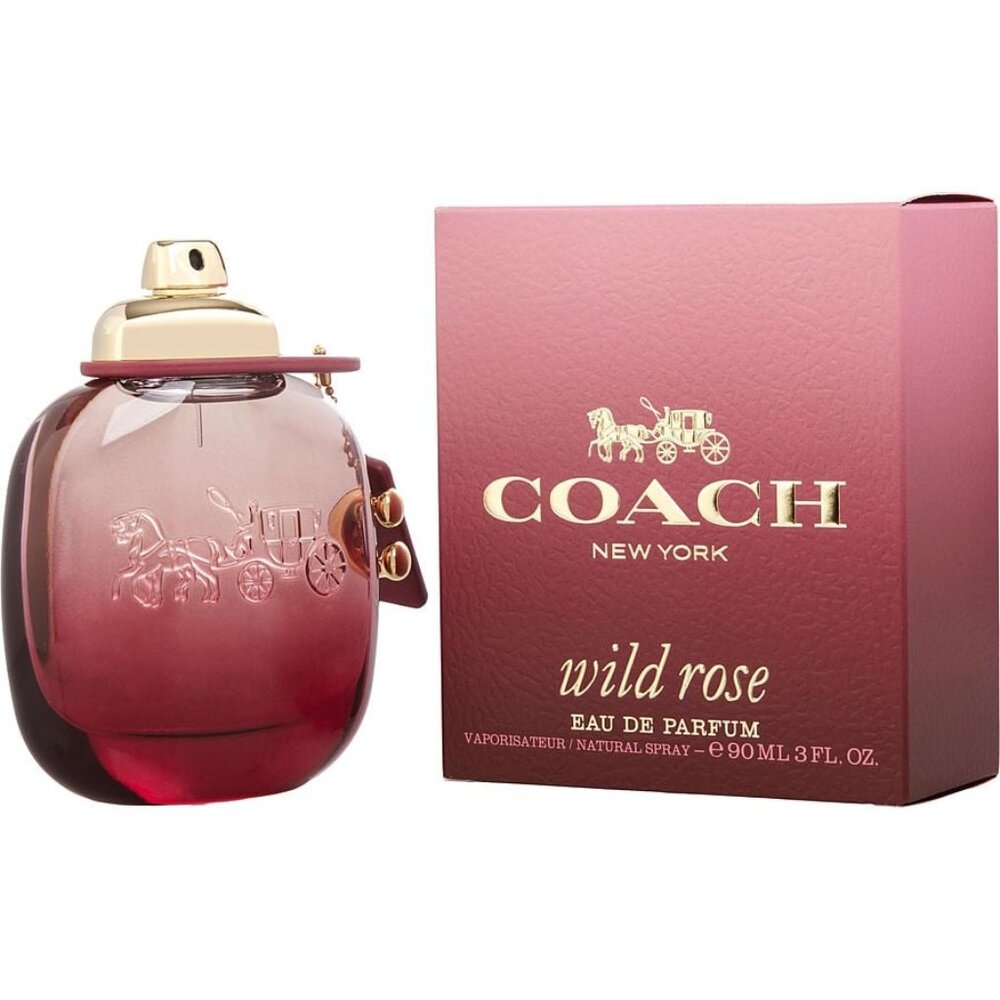 Coach Wild Rose Gift Set-EDP Rose Sweet-Maroon Pouch&Travel 7.5ml,0.25oz-2pc-NEW - Picture 3 of 16